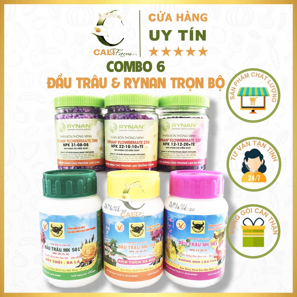 [Combo 6 hộp] RYNAN+ĐẦU TRÂU phân bón gốc và bón lá cho tất cả giai đoạn của phong lan