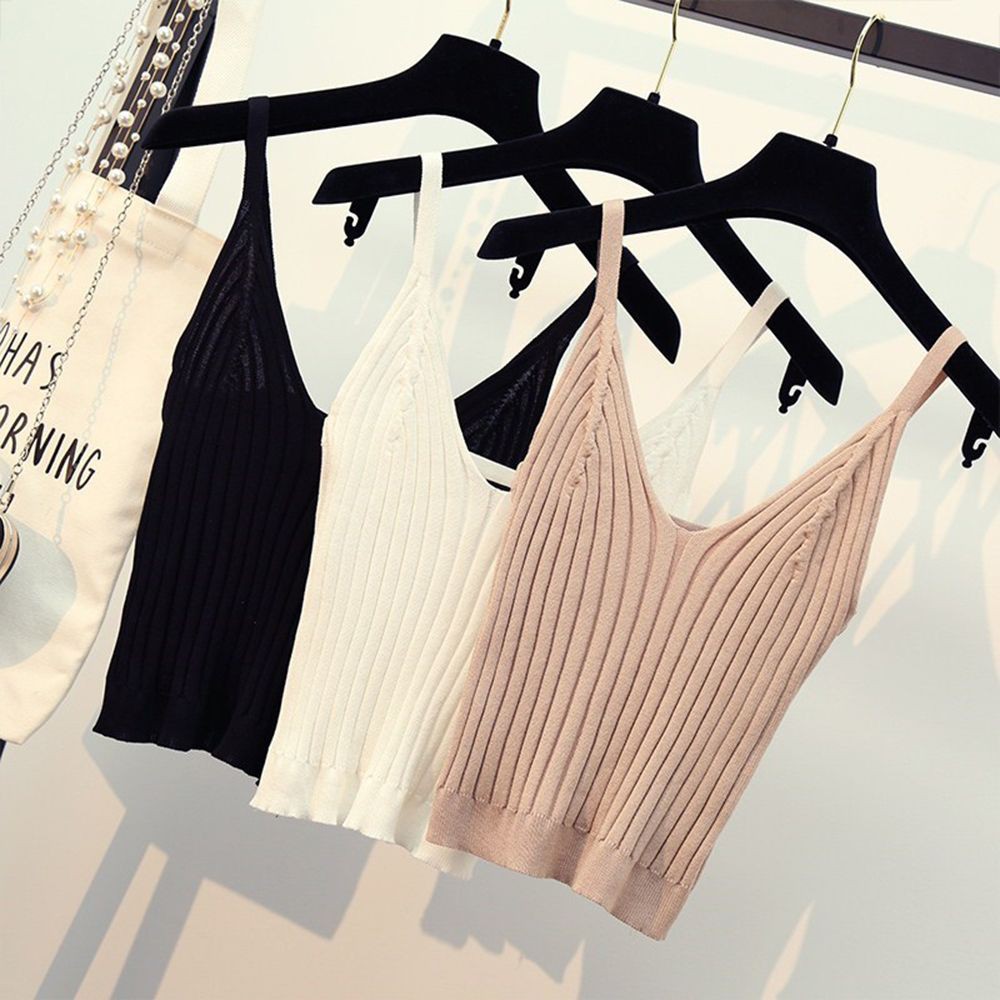 Áo Croptop dệt kim thiết kế xinh xắn dành cho nữ