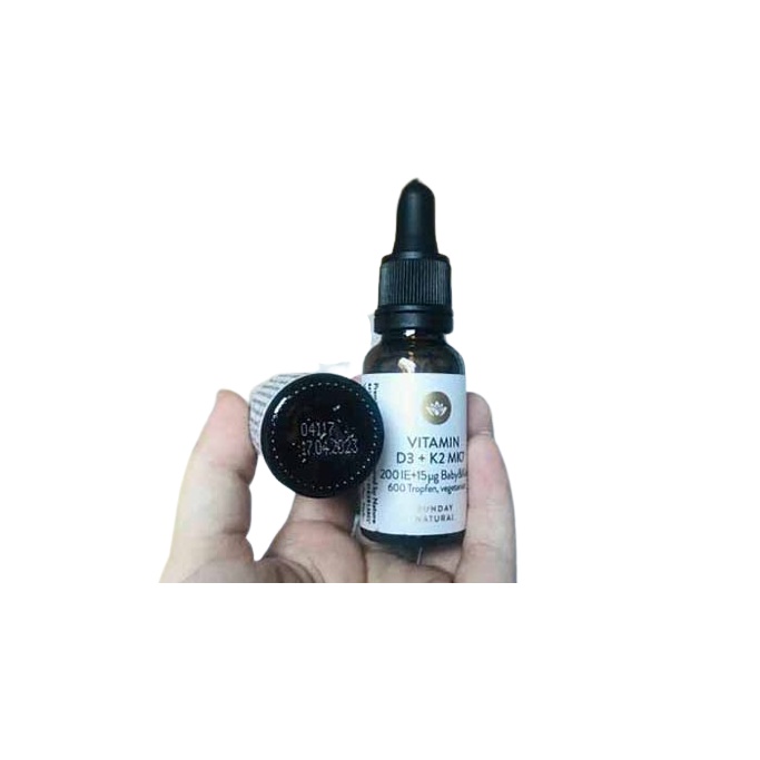 Vitamin D3 K2 MK7 Sunday Natural 20ml Giúp Hấp Thụ Canxi Phát Triển Chiều Cao Tối Đa Cho Bé