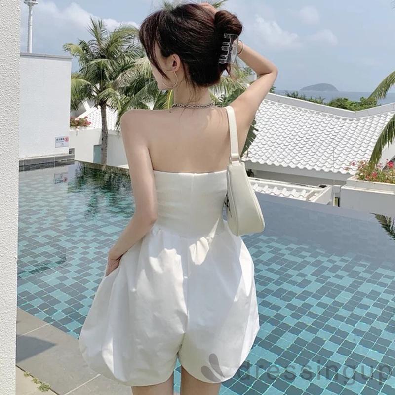 Bộ Áo Liền Quần Ngắn Hai Dây Thời Trang Mùa Hè Cho Nữ