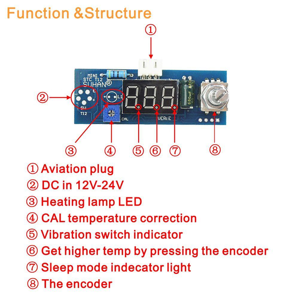 MUVAKO Trạm Sắt Hàn DIY T12-D Cho Bảng Điều Khiển Thời Gian Màn Hình LED Kỹ Thuật Số