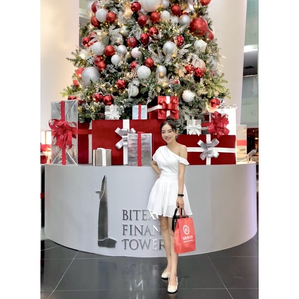 Đầm lệch vai xếp ly eo ( có bigsize )