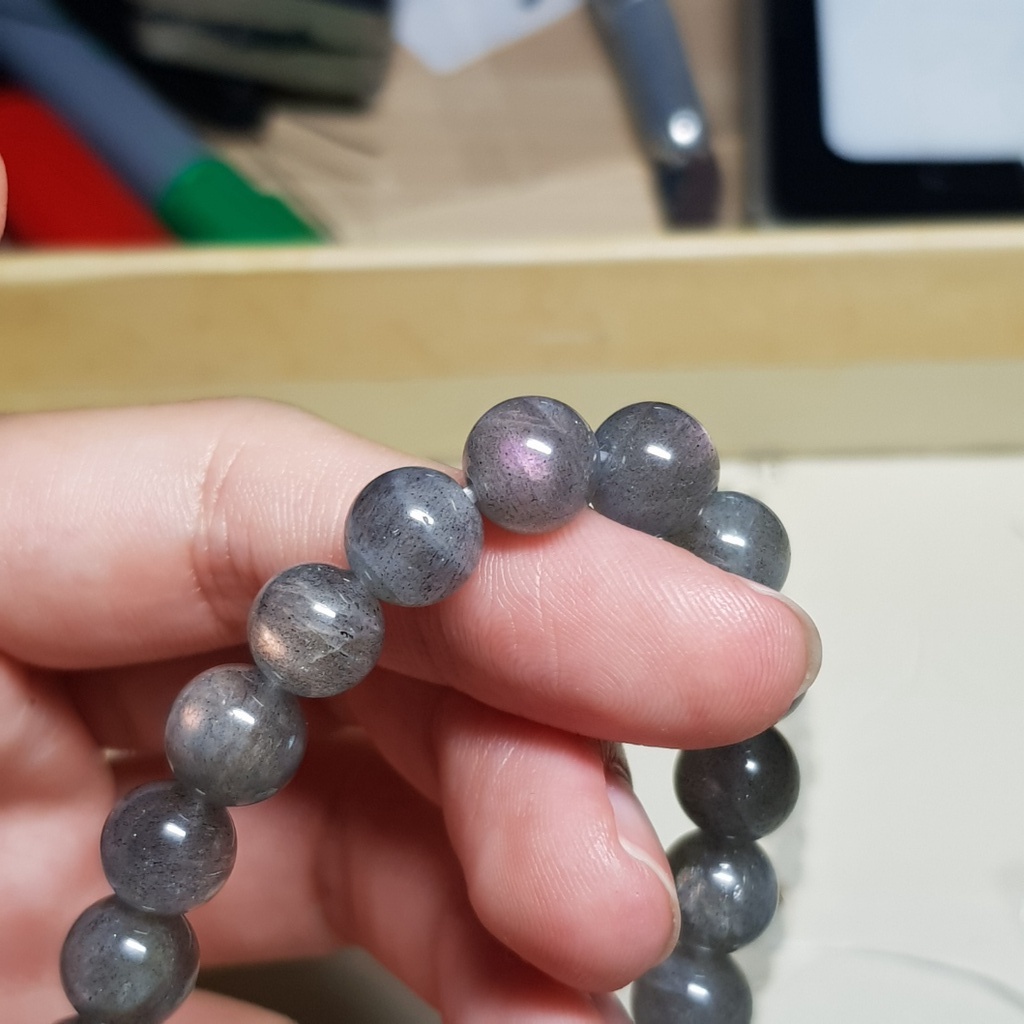 Hạt lẻ đá phong thủy Labradorite hắc nguyệt quang 7mm