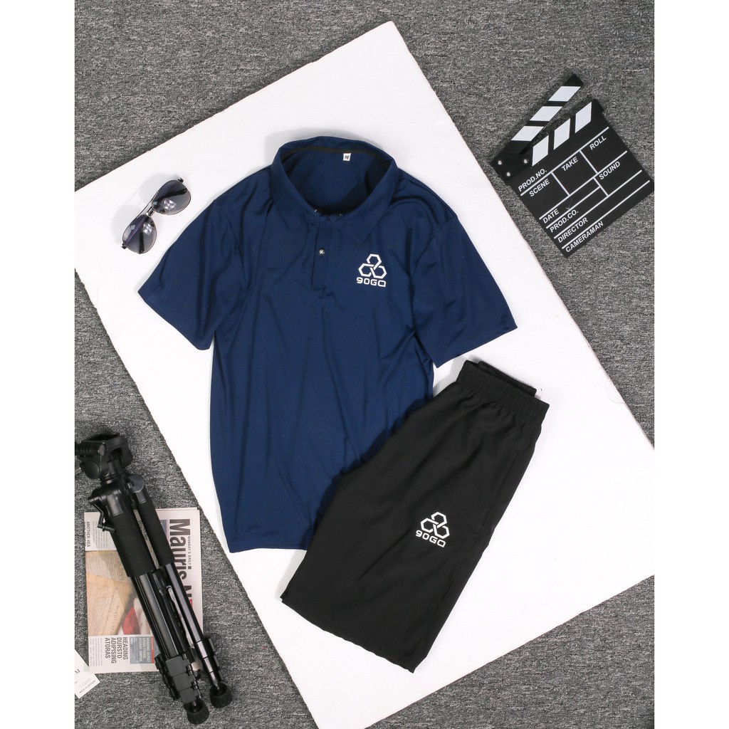 Bộ thể thao cổ đức họa tiết nam màu xanh dương | BigBuy360 - bigbuy360.vn