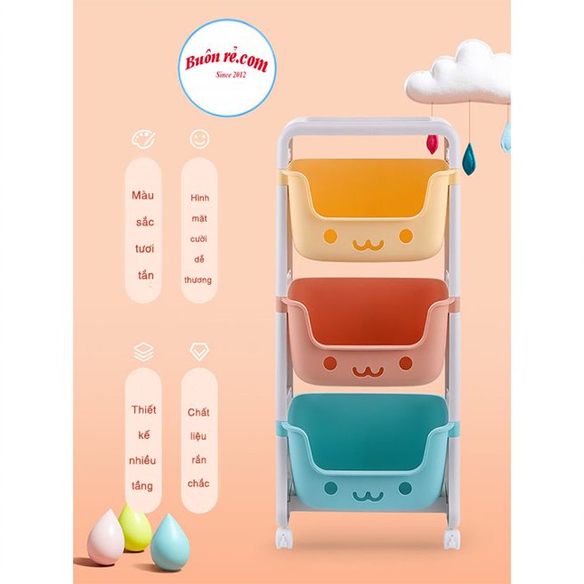 Kệ GẤU HOKORI Việt Nhật ( MS: 5576 ) đựng đồ đa năng - Kệ Nhựa Hokori 2,3 tầng có bánh xe di chuyển  01515