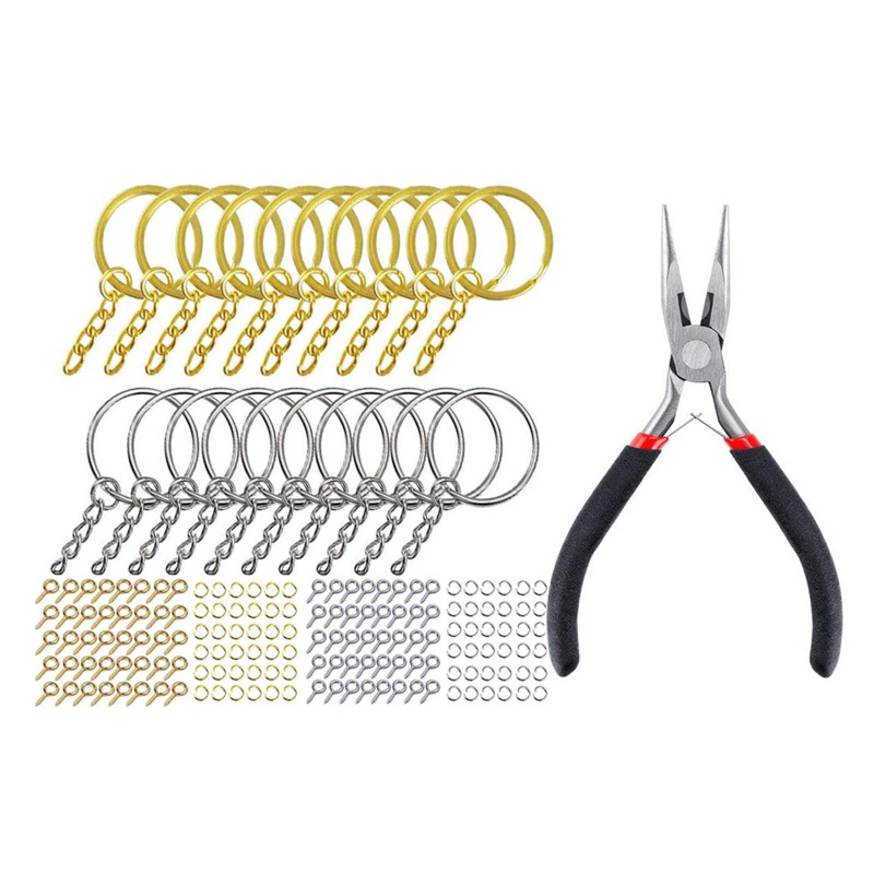 Set 220 Vòng Móc Khóa Kèm Đinh Vít Dùng Làm Trang Sức Thủ Công DIY