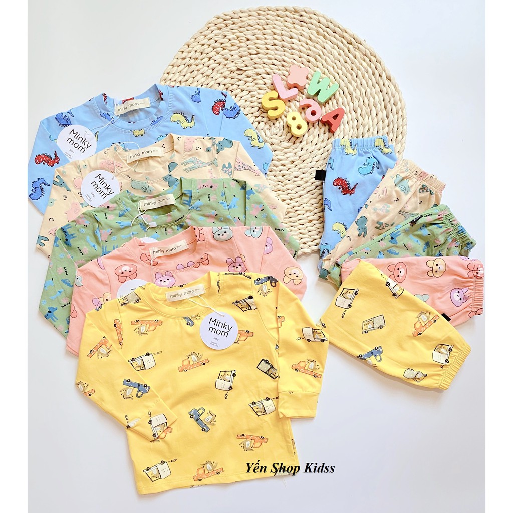 Sale !!! Bộ Dài Minky Mom Cotton Cao Cấp  Họa Tiết Ô TÔ-Khủng Long Cho Bé (Size 6-19kg) ( Cotton 100 %) (1204)