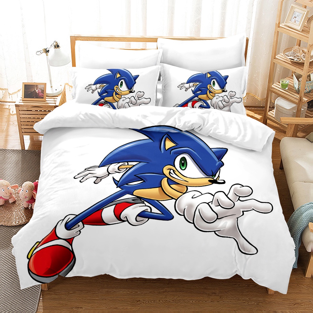 Bộ Chăn Ga Và Vỏ Gối In Hình Sonic The Hedgehog CG1