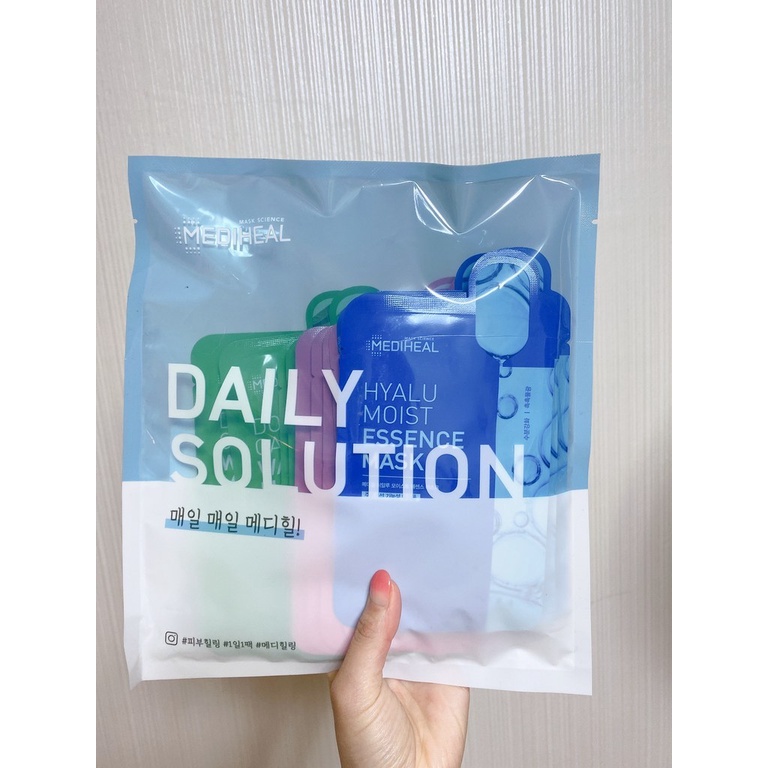 Combo set 15 miếng mặt nạ chăm sóc da Mediheal double calming water + Hyalu moist essence + pepta lifting ampoule mask