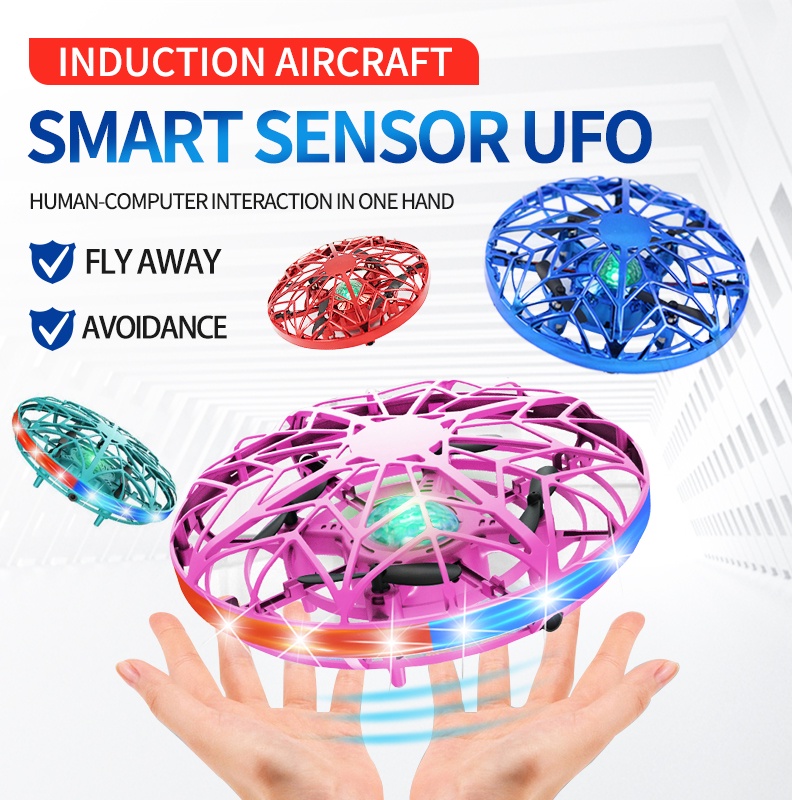 Máy bay UFO bốn cánh điều khiển từ xa mini cảm biến bàn tay đồ chơi độc đáo dành cho trẻ em