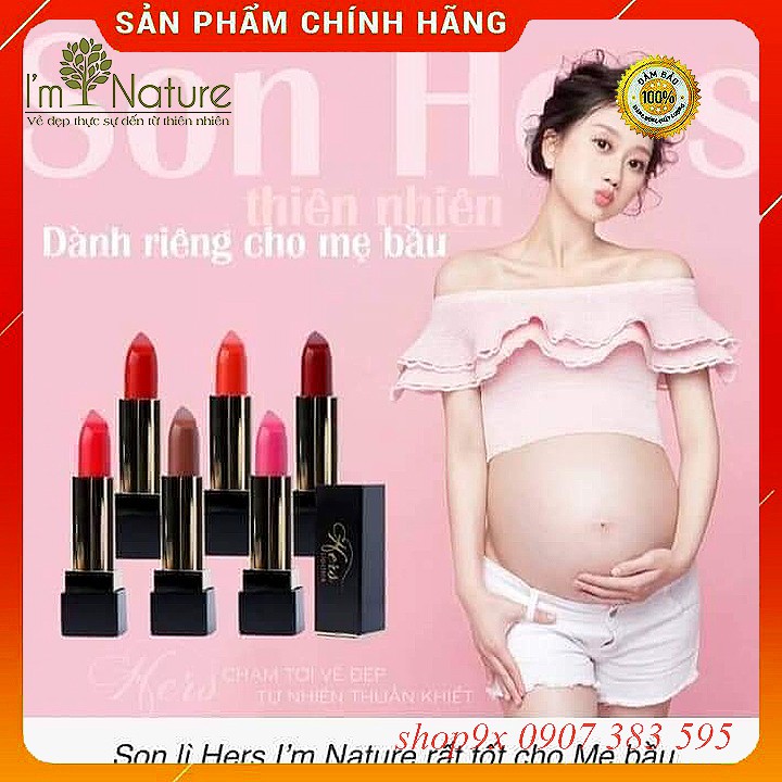 (+Quà) Son Lì Hers Không Chì Lâu Trôi Chính Hãng I'm Nature (Dùng Được Cho Bà Bầu - Mẹ Sau Sinh)