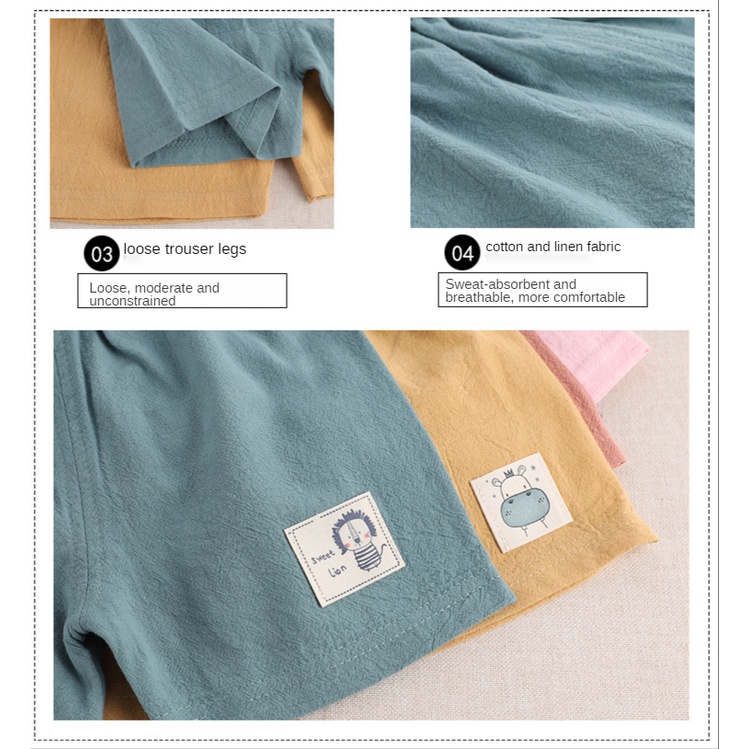 SANITKUN Quần short cotton màu sắc trơn thoáng khí phong cách Hàn Quốc thời trang mùa hè cho bé