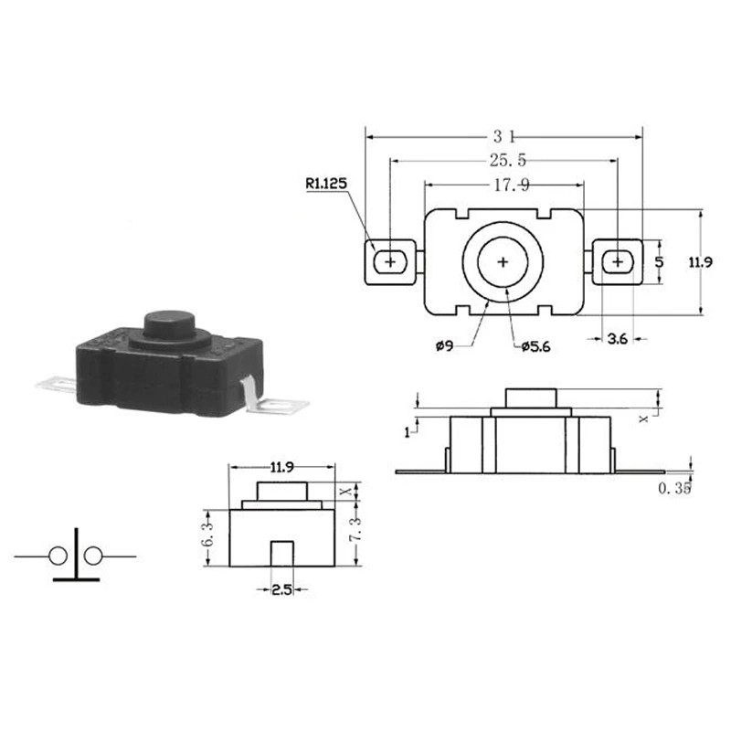 Set 10 Công Tắc Đèn Kan-28 1.5a250v Smd Type 18x12mm 1812-28a