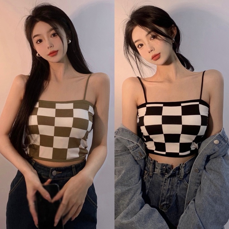Áo Tank Top Hai Dây Có Mút Đệm Thời Trang Cho Nữ