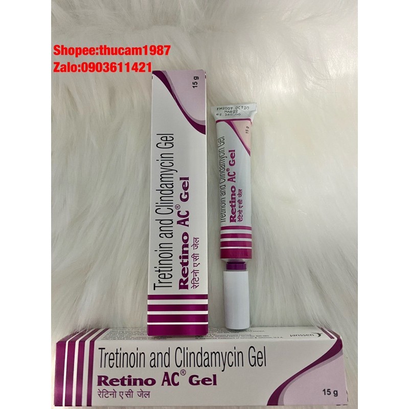 GEL Retino AC tretinoin 0.025% + Clindamycin 1% loại bỏ mụn viêm và chống lão hoá da 15g.