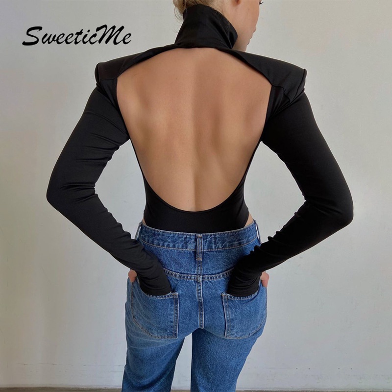 Bodysuit Cổ Lọ Hở Lưng Sweeticme 2022