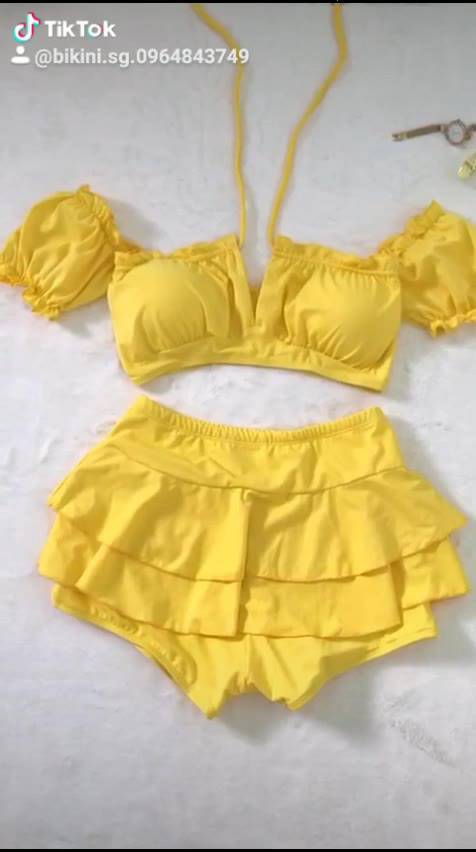 Đồ bơi nữ bikini nữ 2 mảnh áo croptop tay bồng phối quần chân váy 2 tầng đủ màu đi biển đẹp BIKINI SÀI GÒN | BigBuy360 - bigbuy360.vn