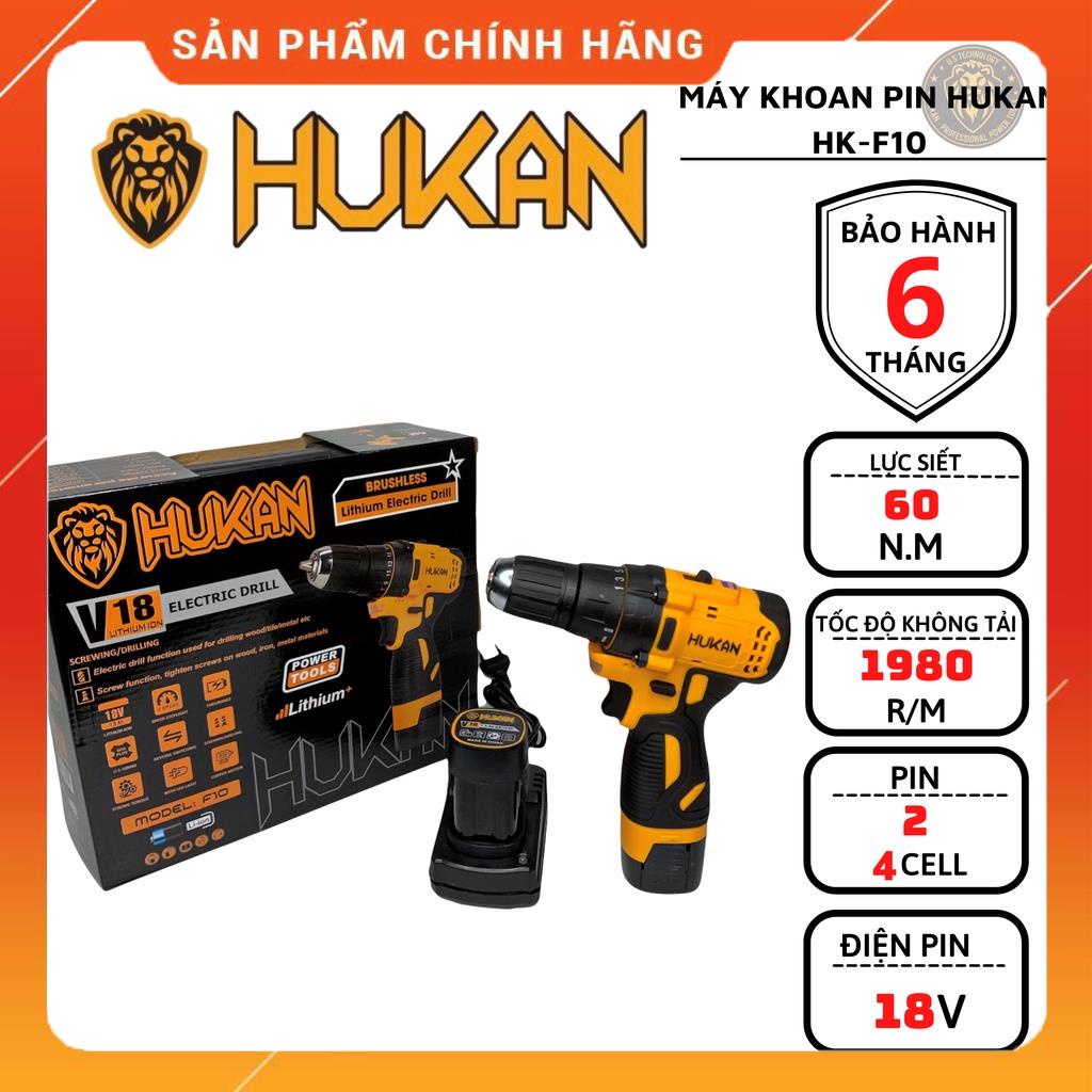 Máy Khoan Pin HUKAN HK-F10 Không Chổi Than 18V Tặng Kèm Túi Đeo