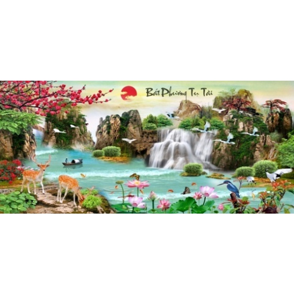 Tranh thêu chữ thập, tranh đính đá bát phương tụ tài LV3474, LV3475 ;LV525 ,LV526
