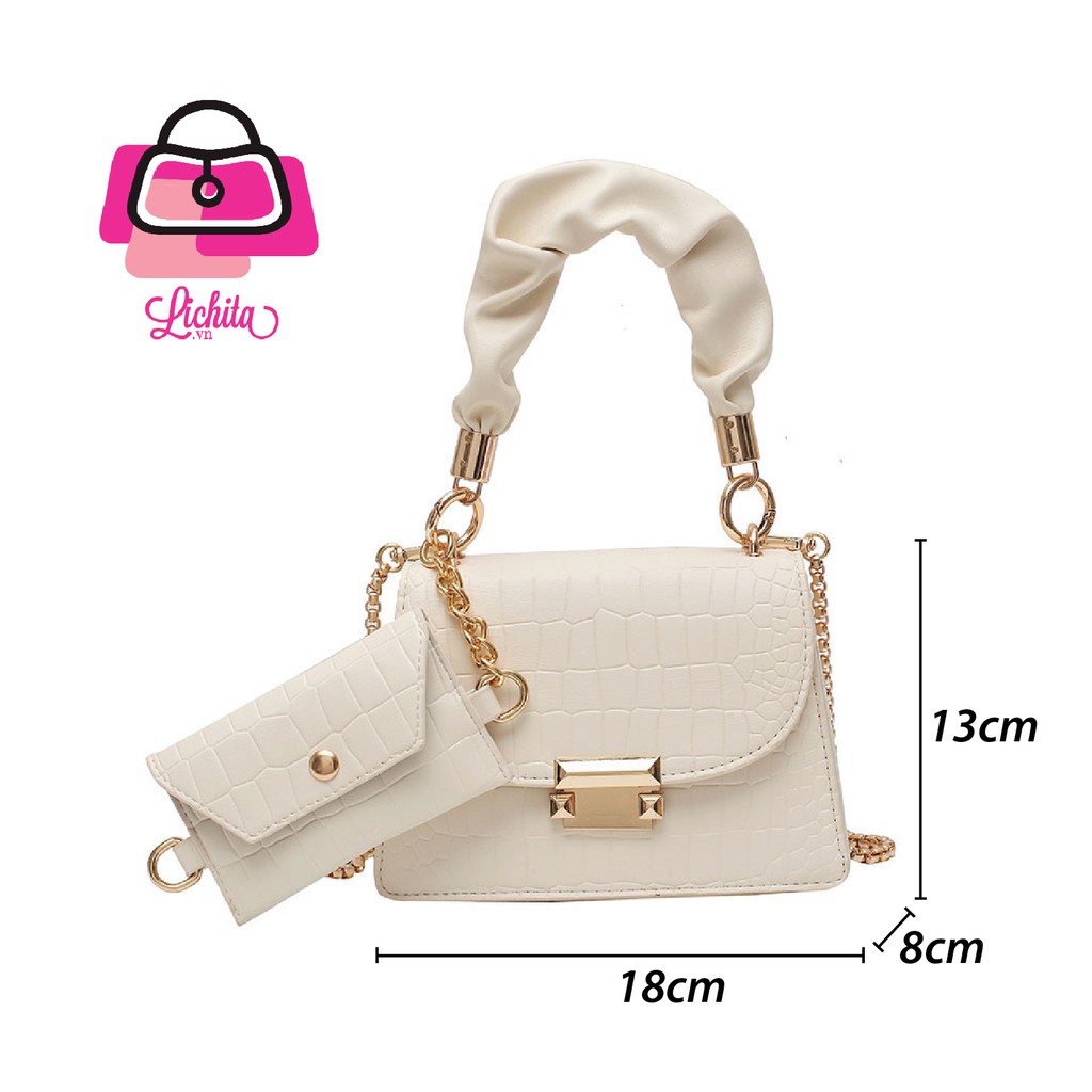 [Hot Trend] Túi Đeo Chéo Nữ Da Vân Rắn Kèm Ví Nhỏ Phong Cách Hàn Quốc Siêu Đẹp Màu Đen Trắng Be 2021 TNR1-3 | BigBuy360 - bigbuy360.vn