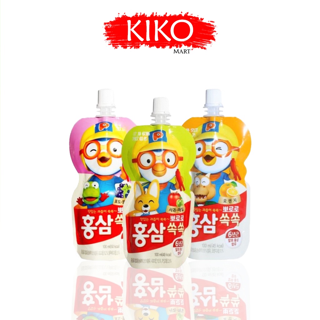 Nước Hồng Sâm Trái Cây Pororo Paldo Hàn Quốc 100ml (3 Vị)