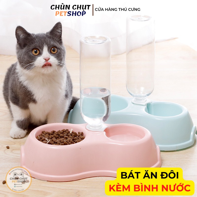 Bát ăn chống gù cho Chó Mèo hai ngăn - Tránh tác động xấu lâu dài lên hệ cơ xương