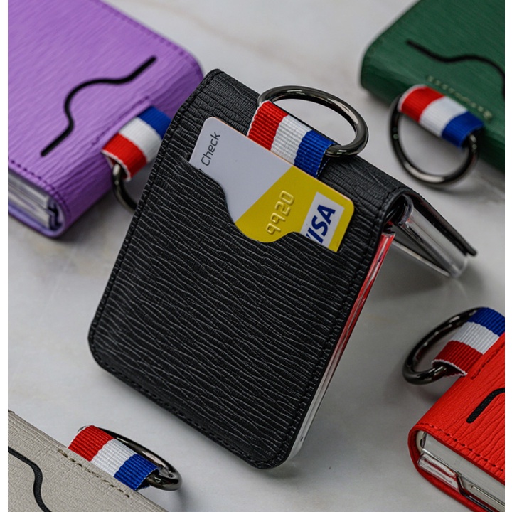 Bao Da PU Điện Thoại Nắp Lật Kèm Ngăn Đựng Thẻ Khóa Nam Châm Cho Samsung GALAXY Z FLIP 5 / Z FLIP 4 / Z FLIP3