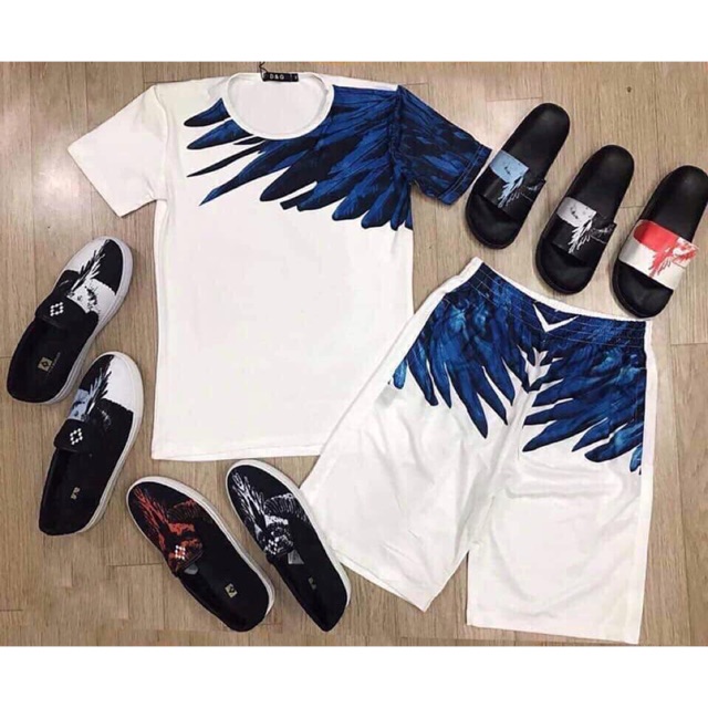 Bộ đồ nam_ bộ thời trang nam_Bộ quần áo hè nam cánh xanh viền ngực