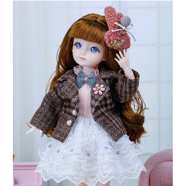 Búp Bê Kabarbi 20 Khớp BJD23 Cao 30cm Hộp Kính Kèm 7 Khớp Bàn Thay Đa Dạng Kiểu Thay Thế