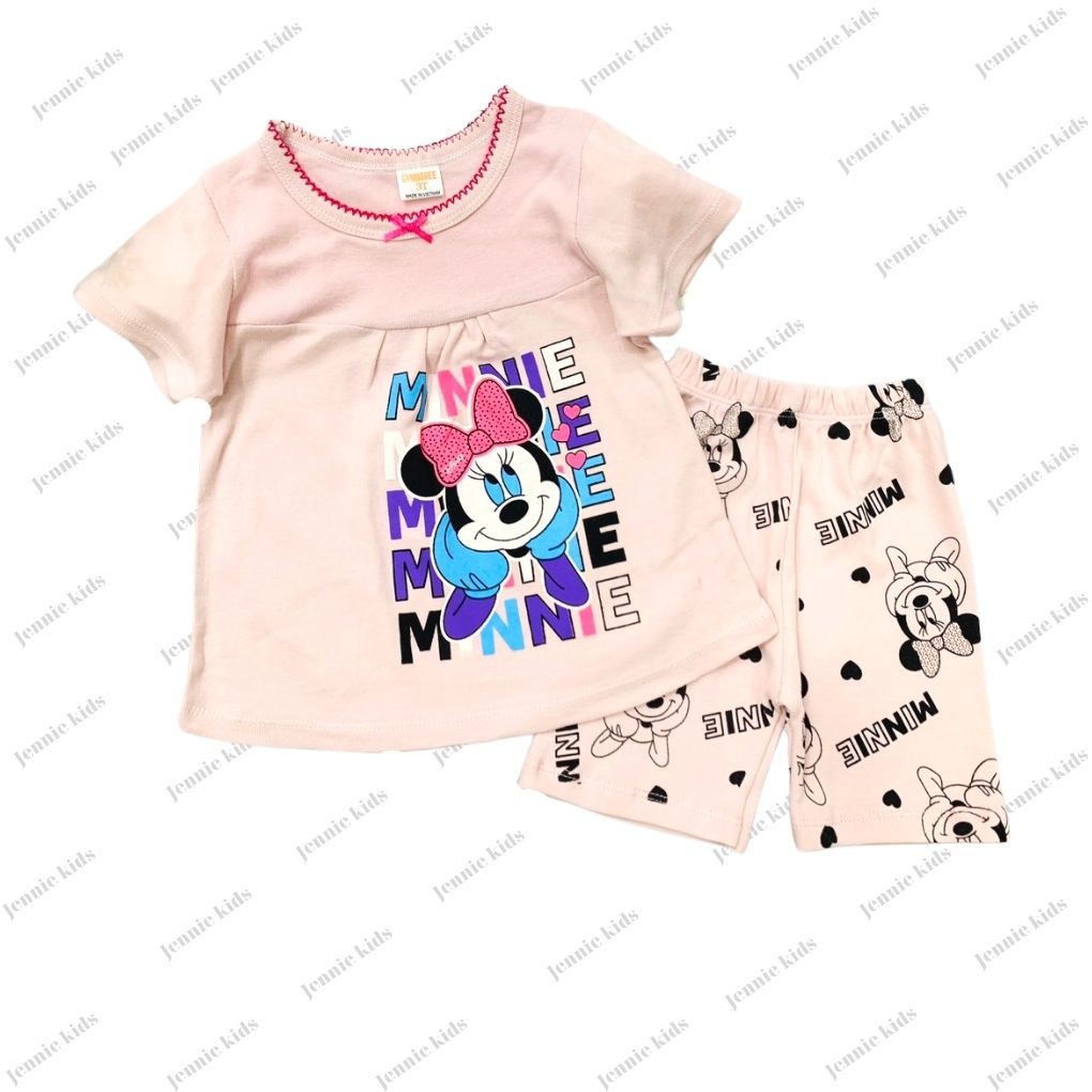 Đồ bộ bé gái 8-20kg kiểu babydoll vải cotton borrip JENNIE KIDS thấm hút mồ hôi tốt J215