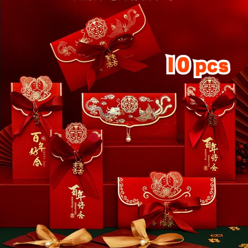 Bao Lì Xì 2022 Angpau Đính Nơ Dễ Thương Wedding Red Packet Wedding Angpao Packet 2022 Angpow Pouch A