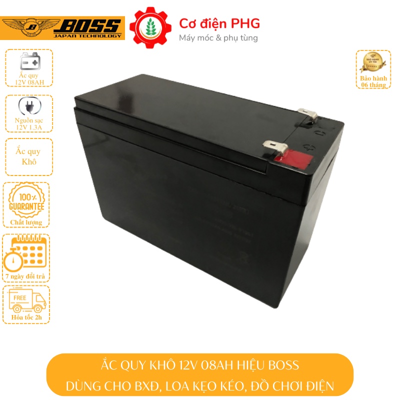 Bình Ắc Quy 12V 8AH dùng cho bình phun thuốc trừ sâu, loa kéo, xe đạp điện |Bảo hành 6 tháng
