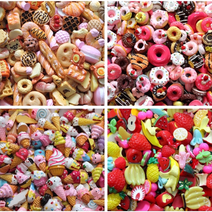 Bộ 10 mô hình đồ ăn thức uống mini dành cho các bé trang trí nhà búp bê Barbie