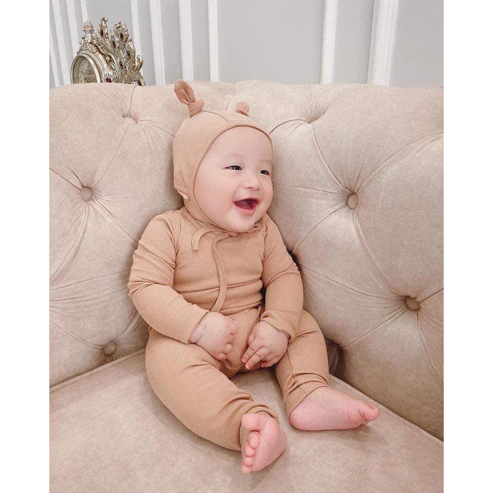 Bộ đồ dài thun tai thỏ cho bé trai, bé gái từ 3 tháng đến 3 tuổi, vải loại 1 bao co giãn (có kèm nón) HÀNG THU ĐÔNG