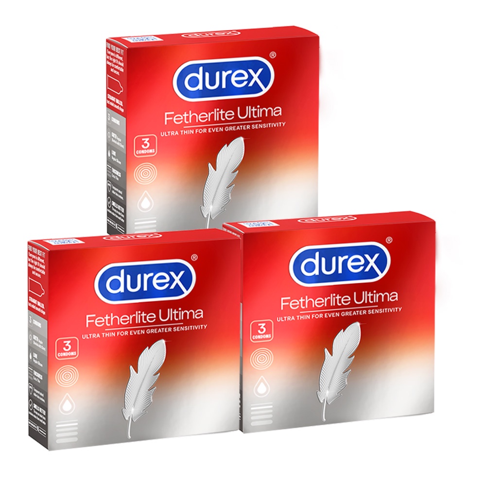 Bộ 3 bao cao su Durex Fetherlite Ultima siêu mỏng, size 52mm, 3 bao/hộp