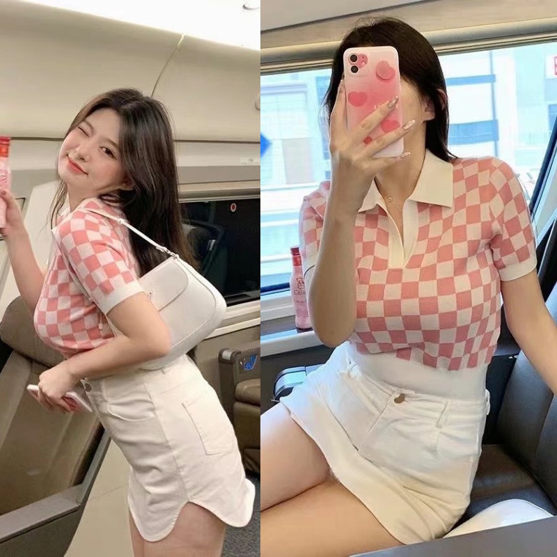 Áo Thun Nữ FORYOU Có Cổ Chất Len Dệt Kim 100% Polo Hàng Quảng Châu Cao Cấp Style Sành Điệu