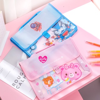 Cặp nhựa học thêm 2 ngăn có quai xách Deli hàng công ty