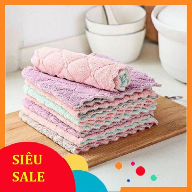 KHĂN LAU BẾP ĐA NĂNG SIÊU THẤM KHÔNG VIỀN bịch 10 cái .