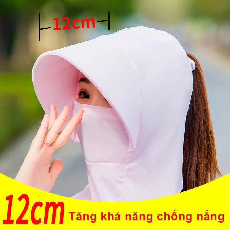 Mũ chống nắng chống tia UV kín cổ che kín mặt thay khẩu trang vải lanh thoáng mát giao màu ngẫu nhiên