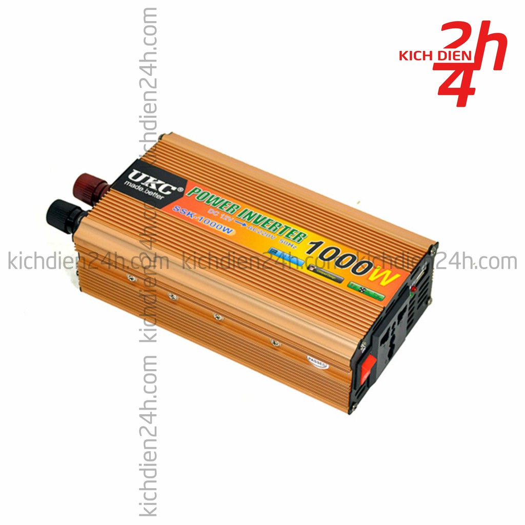 Bộ kích điện 12V lên 220V 1000W - Công suất thực 750-800W (Nấu được nồi cơm) - Inverter 12V 220V 50Hz