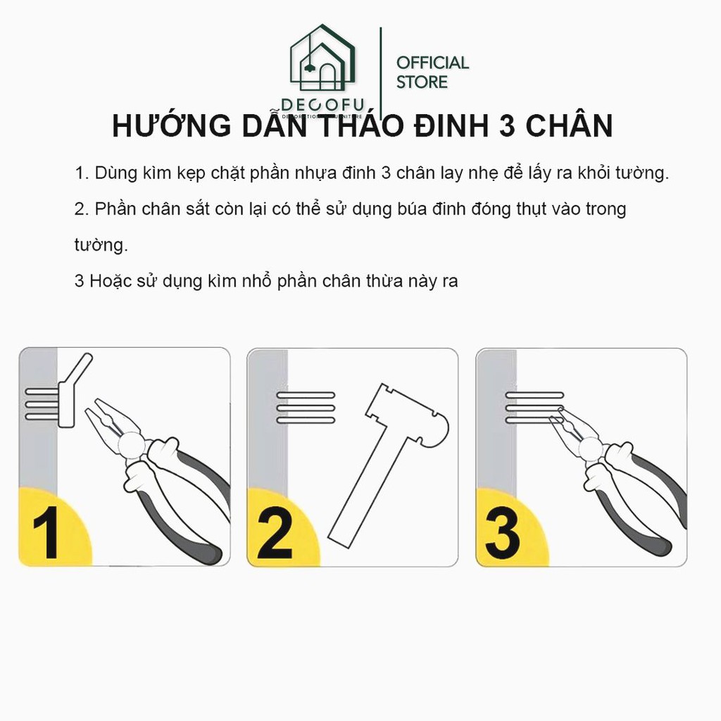 Đinh 3 chân treo ảnh DECOFU, đinh treo khung ảnh đóng tường tiện lợi - D3C