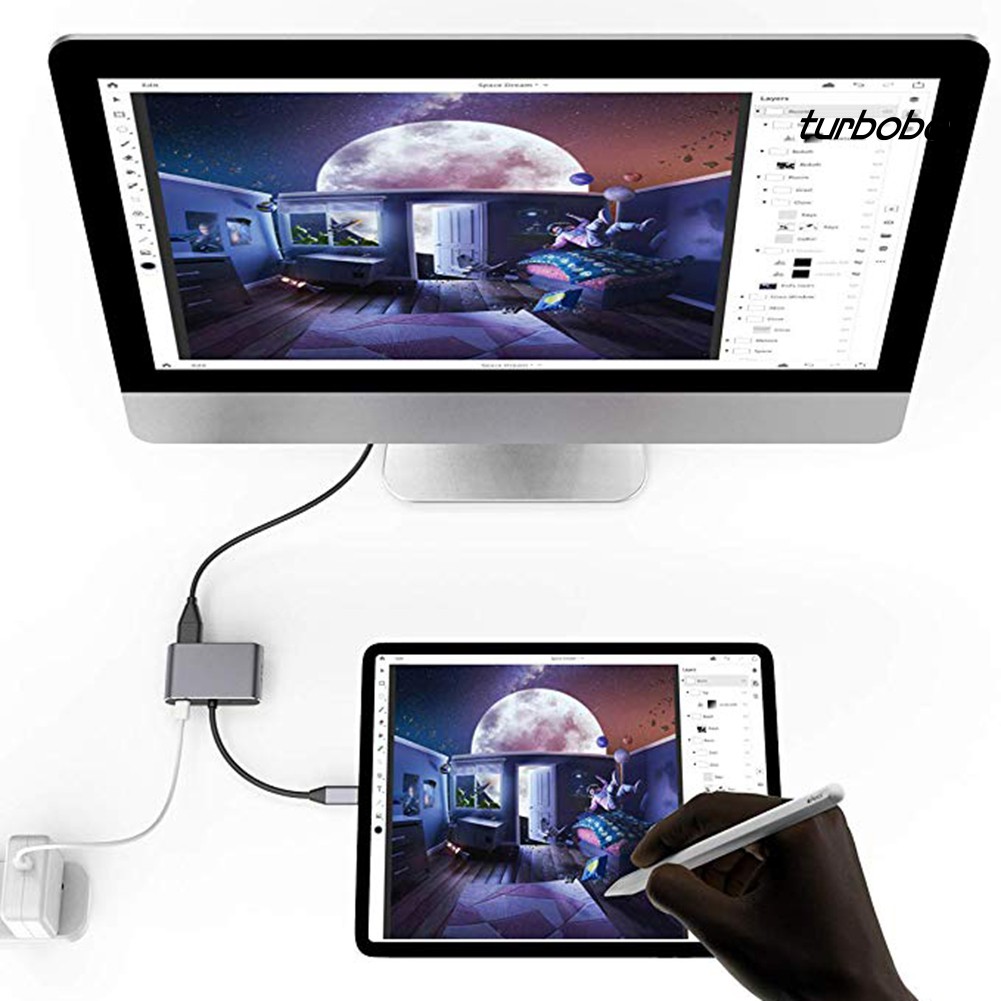 Bộ Chia Cổng Sạc / Âm Thanh / Hình Ảnh Từ C Sang Hdmi 4k Vga Usb 3.0