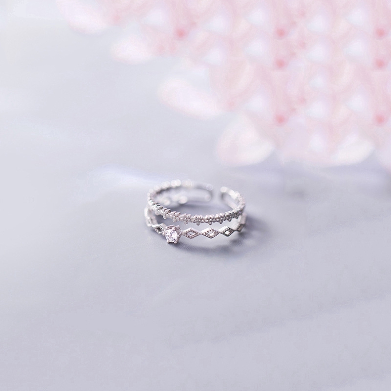 Kim Cương Bông Hoa Mở Nhẫn Diamond Zircon Flower Open Ring Women Jewelry