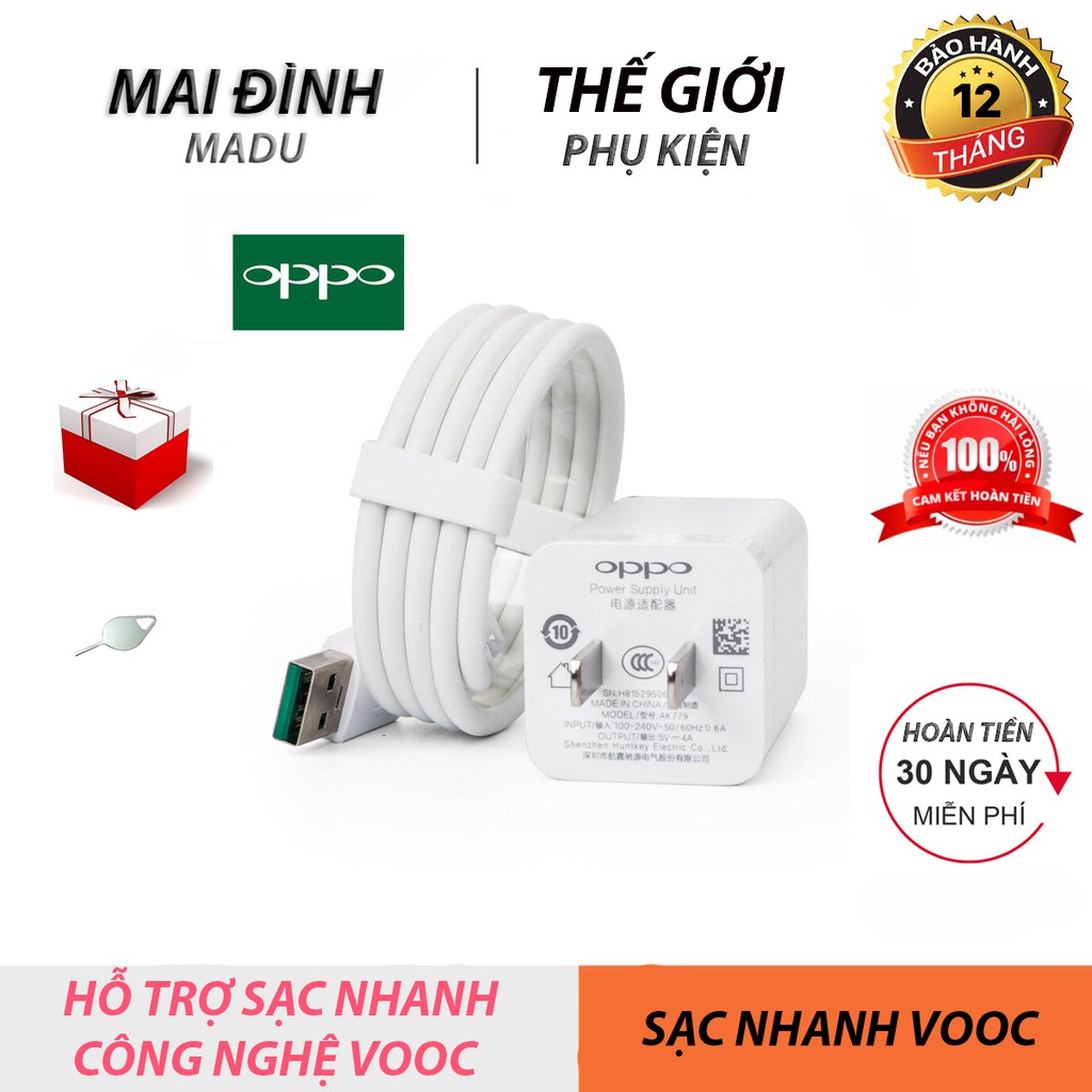 Bộ Sạc [Madu] Zin Nhanh VOOC OPPO 4.0 - AK779 Dung Cho Cac Dong ĐT Oppo F3, Find 7, R7s, R7 Plus, R9, R9 Plus, R9s