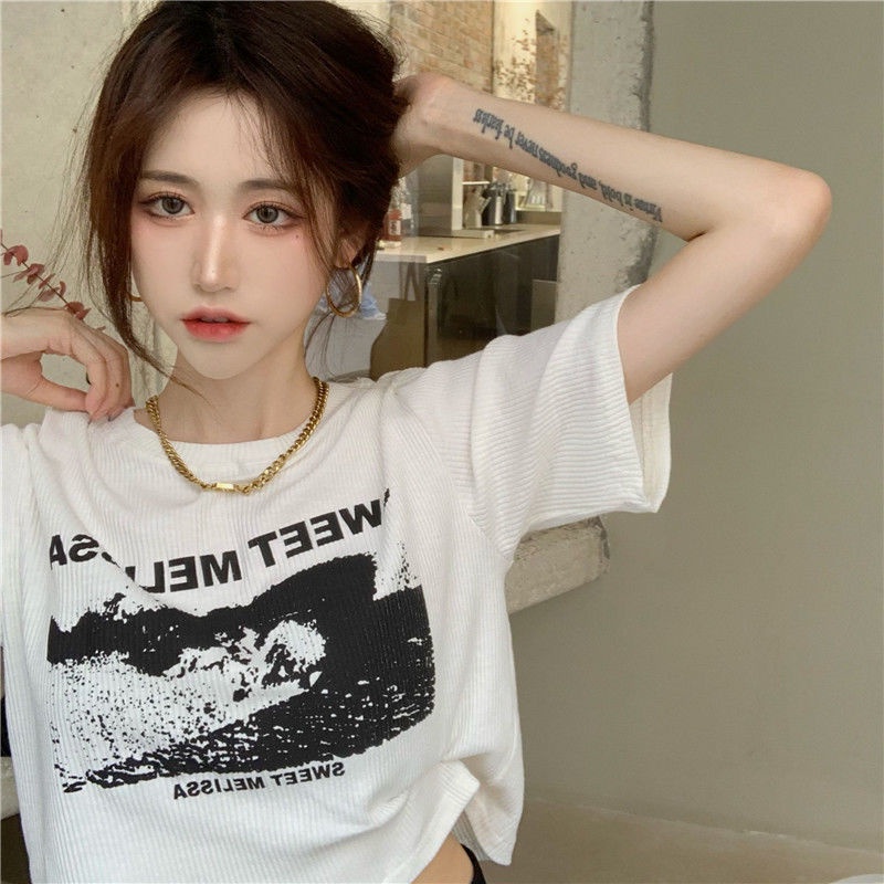 Áo Thun Nữ Tay Ngắn Dáng Ôm Phong Cách Âu Mỹ Thời Trang Mùa Hè Cá Tính