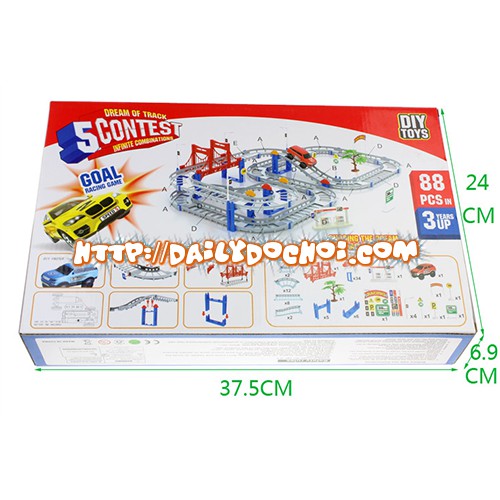 Bộ lắp ráp mô hình đường ray ô tô dài 70cm có kèm 1 ô tô chạy pin