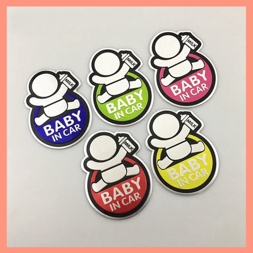 [Mã LIFEAU5SALE giảm 20k đơn 50k] Tem Nhôm Baby In Car, Mami In Car dập nổi Cao Cấp
