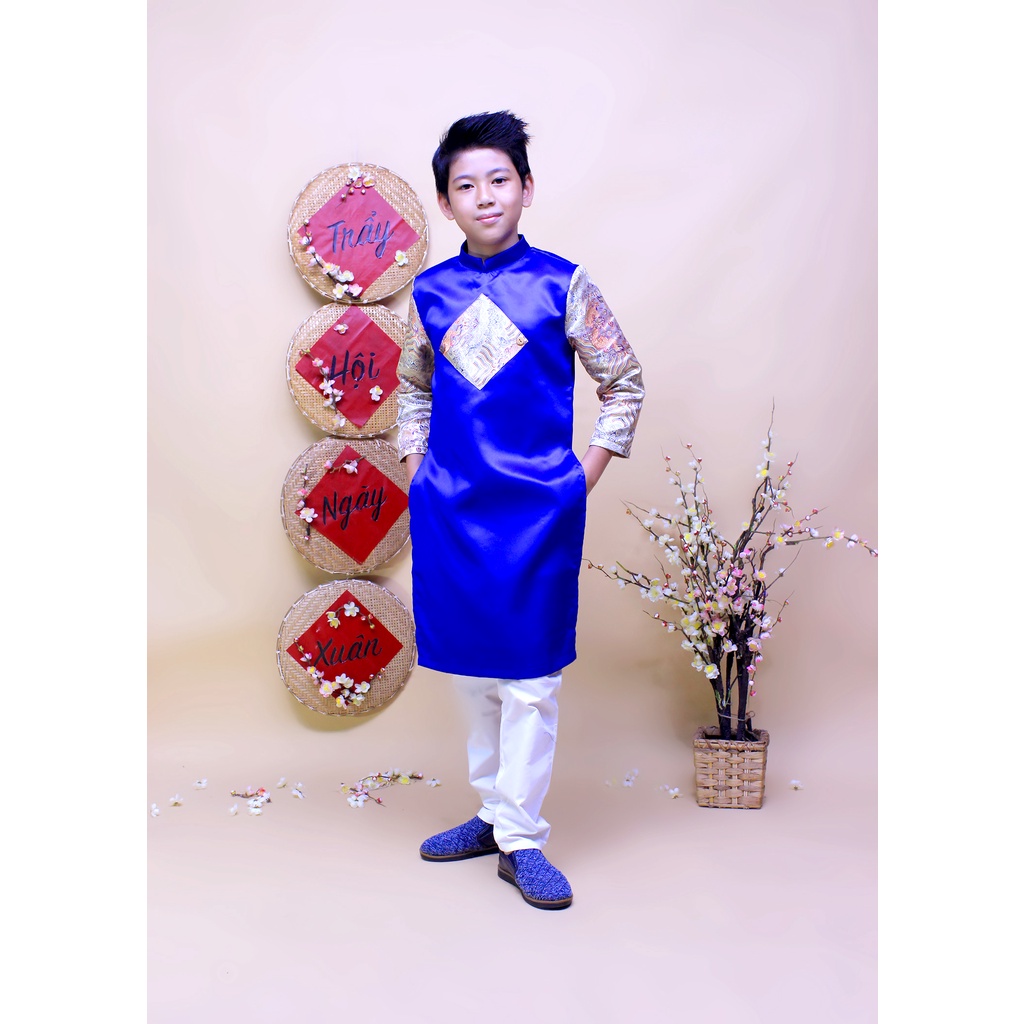 Áo dài trẻ em nam tphcm hàng thiết kế đẹp cho bé trai từ 1-12 tuổi để đi chơi và đi tiệc hay biểu diễn - JADINY
