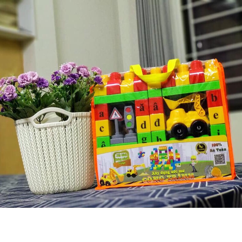 Bộ Xếp Hình Xây Dựng Mơ Ứơc Công Trình Kết Hợp Dạy Chữ Cho Bé Giúp Phát Triển Trí Tuệ