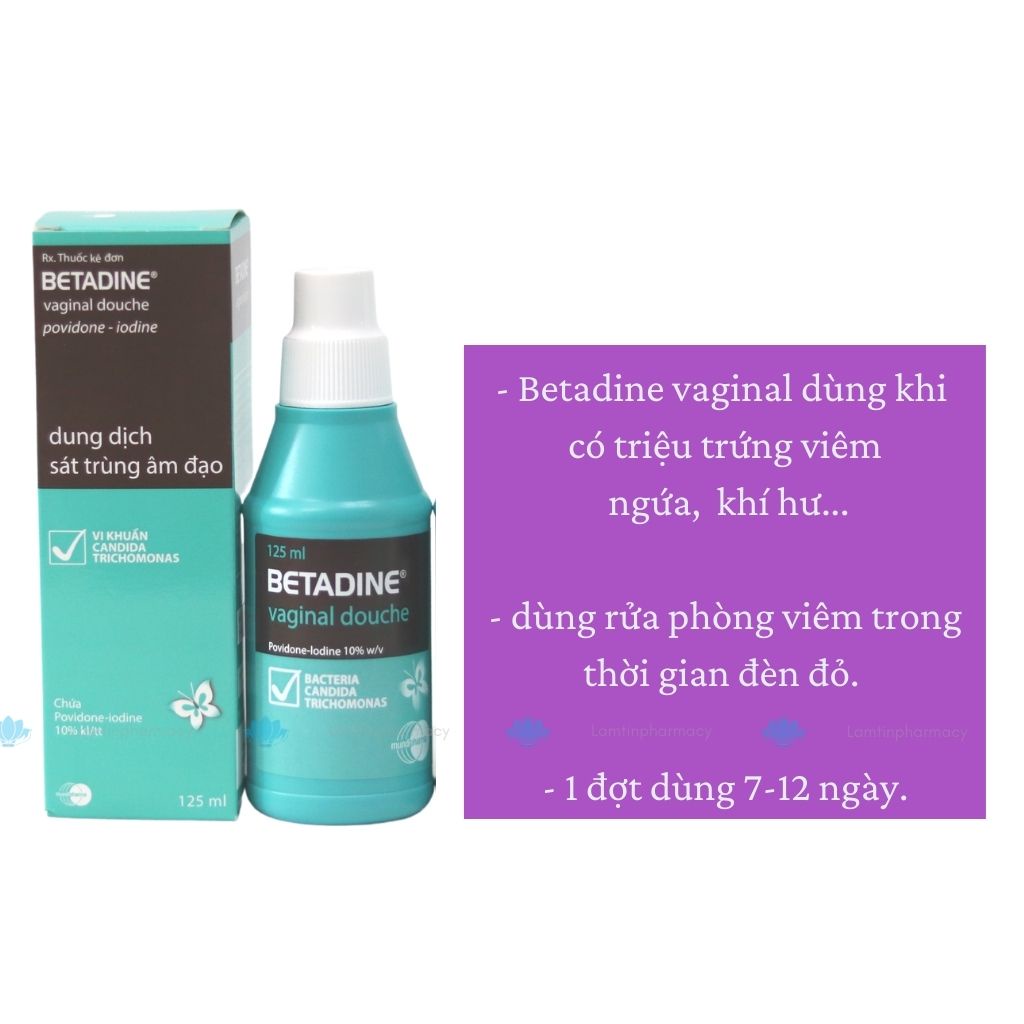 Betadine dung dịch vệ sinh phụ khoa Vaginal Douche, Hỗ trợ viêm, nấm hàng chính hãng Lọ 125ml